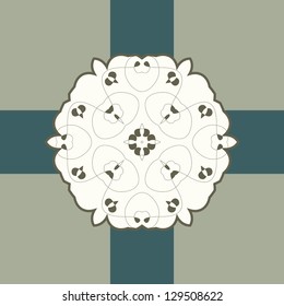 Blue green Vector ornate frame with sample text. Perfect as invitation or announcement. Background pattern is included as seamless. All pieces are separate. Easy to change colors and edit.