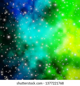 Blue, Green vector pattern with abstract stars. Modern geometric abstract illustration with stars. Pattern for wrapping gifts.