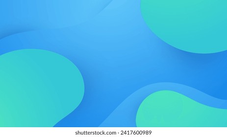 Blue and green vector simple minimalist style banner design with waves and liquid