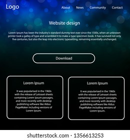 Blue, Green vector ui ux kit with space stars. Colorful ui/ux kit with header consisted of clouds & stars. Modern template for your landing page.