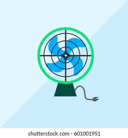 Blue & Green Ventilator Vector Icon, The symbol of colorful air fan. Simple, modern flat vector illustration for mobile app, website or desktop app   