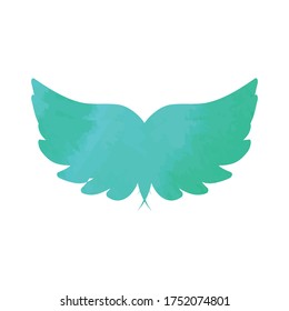 blue green water color angel wing logo and illustration