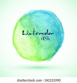 Blue and green watercolor abstract circle, vector design element.