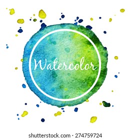 Blue And Green Watercolor Splash Circle Background