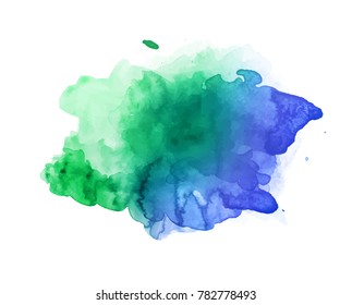 Blue green watercolor stain vector 