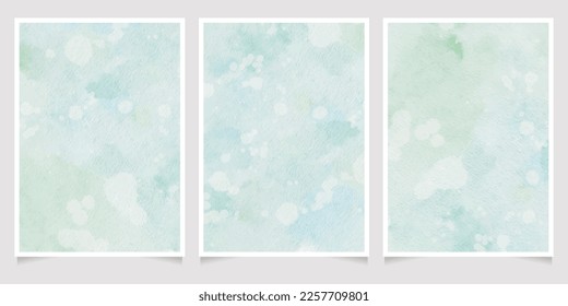 blue and green watercolor wet wash splash 5x7 invitation card background template collection digital painting