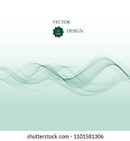 Blue green wave on white background. Abstract vector design element.