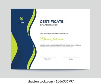 Abstract Blue Green Waves Certificate Design Stock Vector (Royalty Free ...