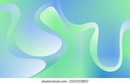 Blue and green wavy gradient background vector