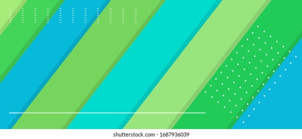 Blue green web banner with diagonal lines and copy space. Vector illustration template