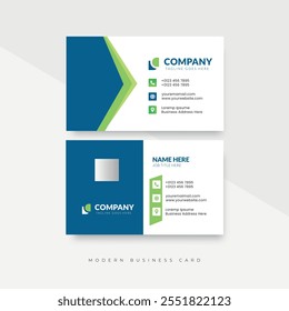 blue, green, and white business card template