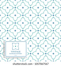 Blue, green and white geometric seamless pattern. Minimal. Ornament, Traditional, Ethnic, Arabic, Turkish, Indian motifs. Great for fabric and textile, wallpaper, packaging or any desired idea. 