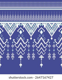 Blue Green White Geometry Native American Indian Style Navajo Ethnic Traditional Decoration Textile Abstract Pattern 