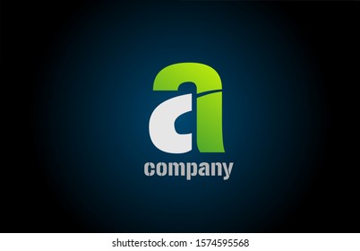 blue green white logo a alphabet letter design icon for company. Suitable as a business logotype 