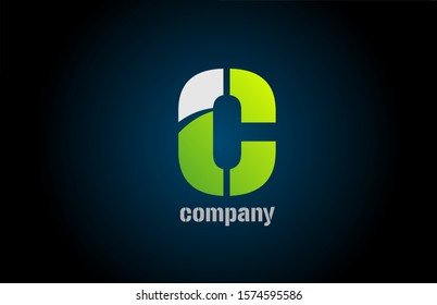 blue green white logo c alphabet letter design icon for company. Suitable as a business logotype 