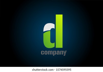 blue green white logo d alphabet letter design icon for company. Suitable as a business logotype 