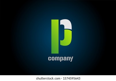 blue green white logo p alphabet letter design icon for company. Suitable as a business logotype 