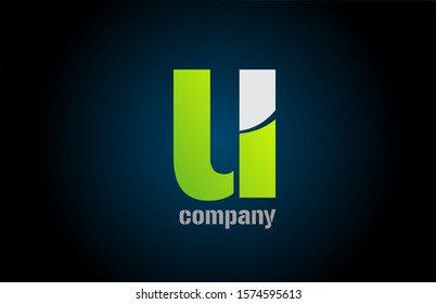blue green white logo u alphabet letter design icon for company. Suitable as a business logotype 