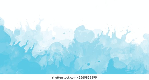 Blue green and white watercolor background with abstract cloudy sky concept with color splash design and Creative and painted cloudy sky blue watercolor background