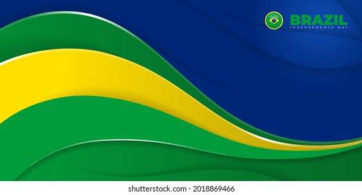 Blue, green, and yellow Abstract background for Brazil Independence day template design. Good template for Brazil Independence day or national day design.
