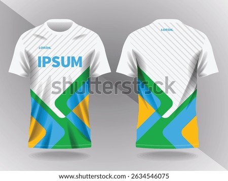 blue green and yellow abstract background and pattern for sport jersey design and mockup. front and back view template
