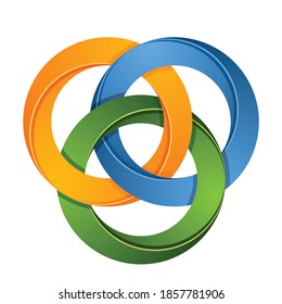 Blue Green Yellow color intersection impossible circle concept eco sign illustration