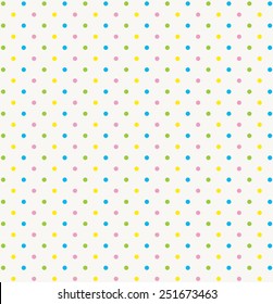 blue green yellow pink polka dot seamless white background