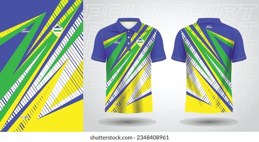 blue green yellow polo sport shirt sublimation jersey template