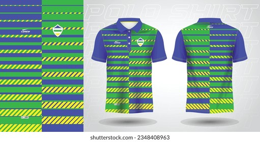 blue green yellow polo sport shirt sublimation jersey template