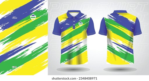 blue green yellow polo sport shirt sublimation jersey template
