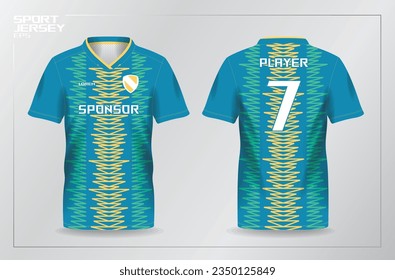 blue green yellow sport jersey for football and soccer shirt template