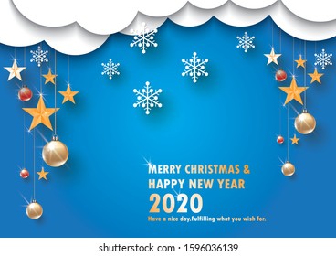 Blue greeting card background Send happiness on Christmas and New Year to everyone. On your important day.