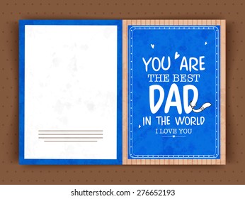 Blue greeting card design with text "You are the Best Dad" for Father's Day celebrations. 