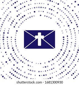 Blue Greeting card with Happy Easter icon isolated on white background. Celebration poster template for invitation or greeting card. Abstract circle random dots. Vector Illustration