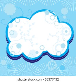 Blue greetings card with flowers, part 16,  vector illustration