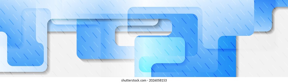 Abstrakte, blaue und graue Technologie, geometrischer Hintergrund. Glossar-Vektorbanner-Design