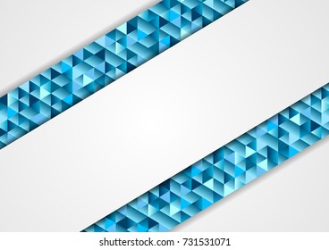 Azul y gris abstracto tecnología de baja polilla mosaico de fondo corporativo. Triángulos de formas poligonales de diseño vectorial