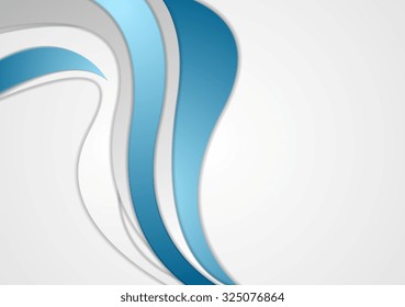 Blue and grey abstract wavy background. Vector design