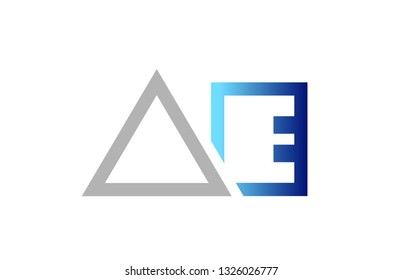 blue grey alphabet letter logo combination ae a e design suitable for a company or business