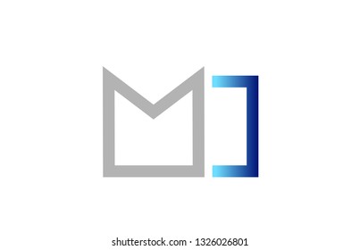 blue grey alphabet letter logo combination mi m i design suitable for a company or business