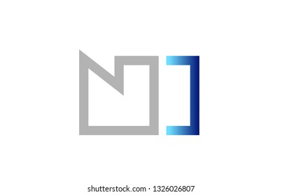 blue grey alphabet letter logo combination ni n i design suitable for a company or business