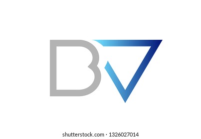 blue grey alphabet letter logo combination bv b v design suitable for a company or business