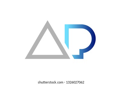 blue grey alphabet letter logo combination ap a p design suitable for a company or business