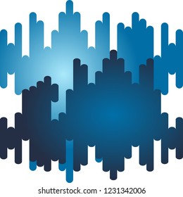 Blue and grey background with halftone transition. Rounded lines seamless pattern.