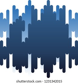 Blue and grey background with halftone transition. Rounded lines seamless pattern.