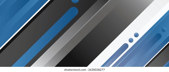 Blue, grey and black geometric abstract banner. Hi-tech vector background eps 10