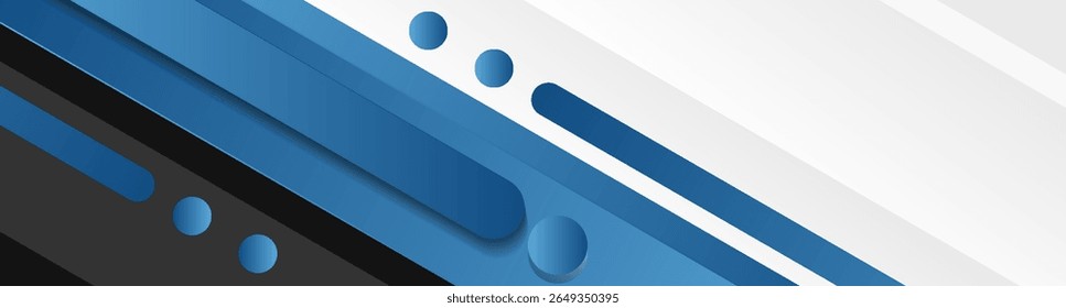 Blue, grey and black geometric abstract banner. Hi-tech vector background, vector illustration eps10