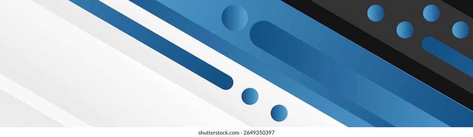 Blue, grey and black geometric abstract banner. Hi-tech vector background, vector illustration eps10