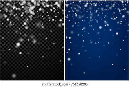 Blue and grey blurred winter backgrounds with snow. Vector illustration.