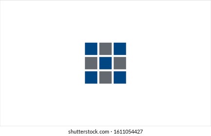Blue and grey boxes logo icon for financial organisation in flat vector design.